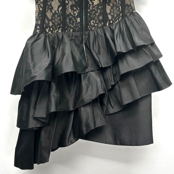 NWT Rasario Black Ruffle & Lace Corset Mini Dress, FR 38/US 6 - Picture 9 of 13